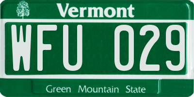 VT license plate WFU029