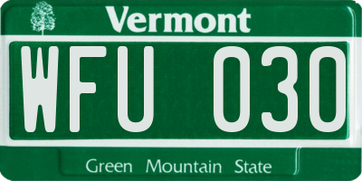 VT license plate WFU030