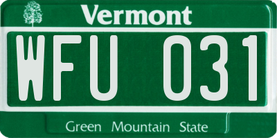 VT license plate WFU031