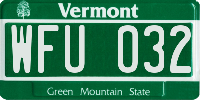 VT license plate WFU032