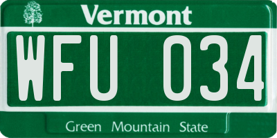 VT license plate WFU034