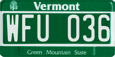 VT license plate WFU036
