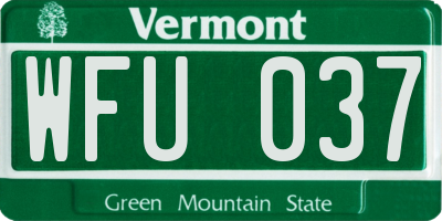 VT license plate WFU037
