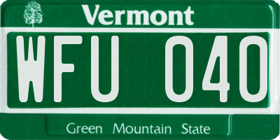 VT license plate WFU040