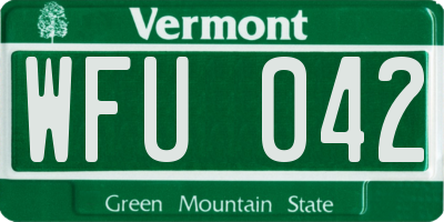 VT license plate WFU042