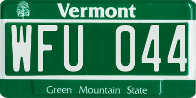 VT license plate WFU044
