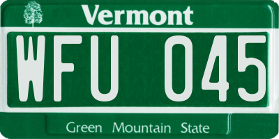 VT license plate WFU045