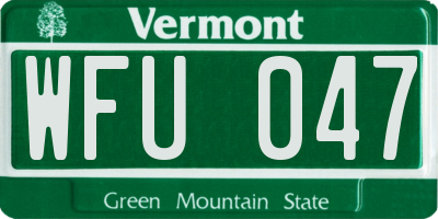 VT license plate WFU047