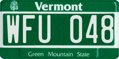 VT license plate WFU048