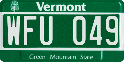 VT license plate WFU049