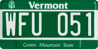 VT license plate WFU051