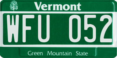 VT license plate WFU052
