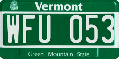 VT license plate WFU053