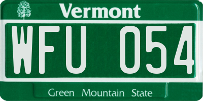 VT license plate WFU054