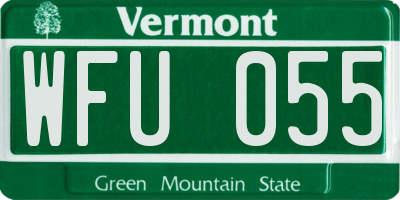 VT license plate WFU055