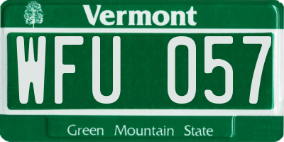 VT license plate WFU057
