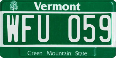 VT license plate WFU059