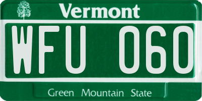 VT license plate WFU060