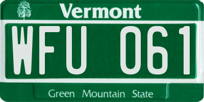 VT license plate WFU061