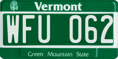 VT license plate WFU062