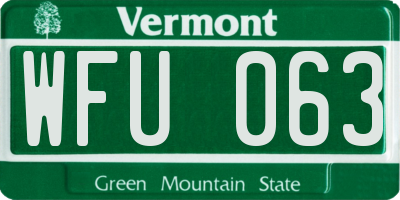 VT license plate WFU063
