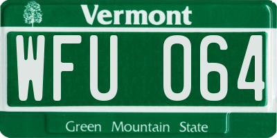 VT license plate WFU064