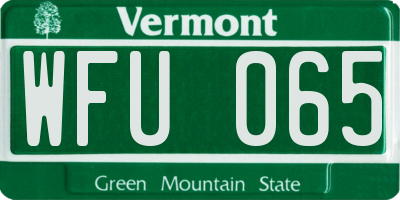 VT license plate WFU065