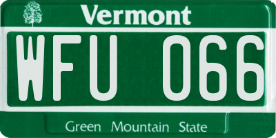 VT license plate WFU066