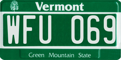 VT license plate WFU069
