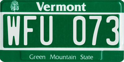 VT license plate WFU073