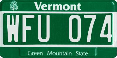 VT license plate WFU074