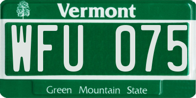 VT license plate WFU075