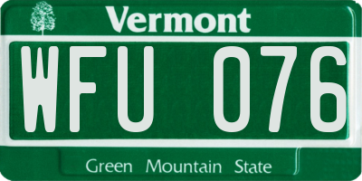 VT license plate WFU076