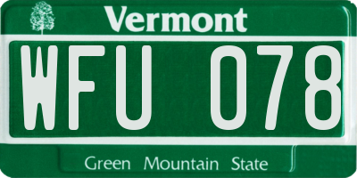 VT license plate WFU078