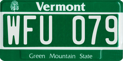 VT license plate WFU079