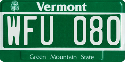 VT license plate WFU080