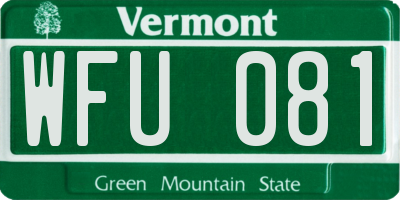 VT license plate WFU081