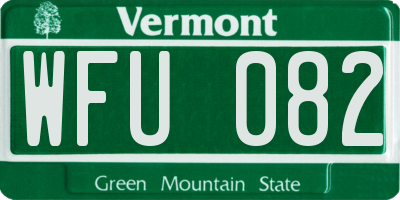 VT license plate WFU082