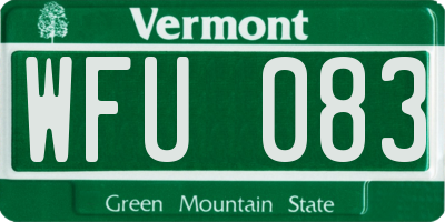 VT license plate WFU083