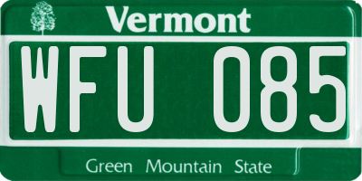 VT license plate WFU085