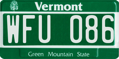 VT license plate WFU086