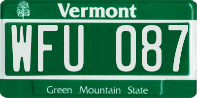 VT license plate WFU087