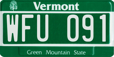 VT license plate WFU091