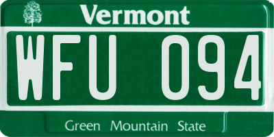 VT license plate WFU094
