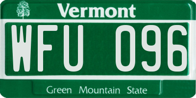 VT license plate WFU096