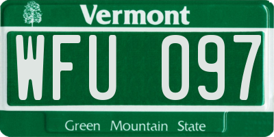 VT license plate WFU097