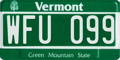 VT license plate WFU099