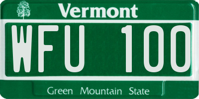 VT license plate WFU100