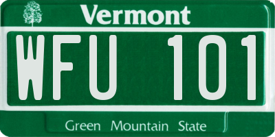 VT license plate WFU101