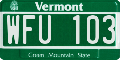 VT license plate WFU103
